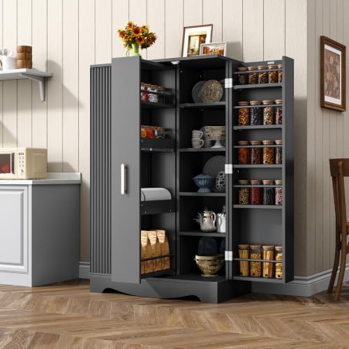 kepptory 47" Kitchen Pantry Cabinet Storage with Adjustable Shelves