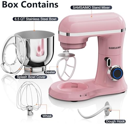 Stand Mixer, 6.5QT Tilt-Head Electric Kitchen Mixer 660W, 10-Speed Household food mixer with 304 Stainless Steel Bowl, Bread Cake Mixer include Dishwasher Safe Dough Hook, Beater and Whisk