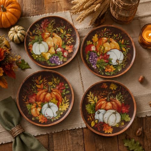 Certified International Harvest Blessings 8.5" Salad/Dessert Plate, Multicolor, Medium, Set of 4