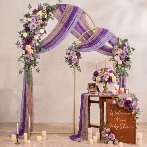 6 Pcs Lavender Dusty Purple Cheesecloth Table Runner 118"