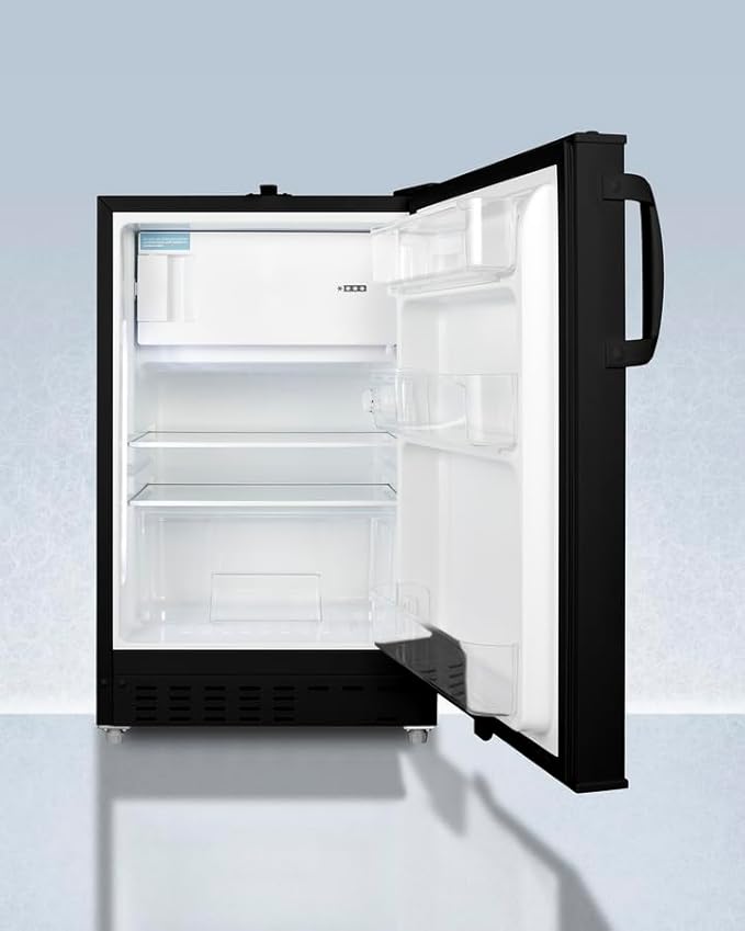 ACCUCOLD 20" Refrigerator - Freezer, Built-in, Undercounter, Breakroom, General Purpose, 2.68 cu.ft. Capacity, ADA Compliant, Black - ADA302BRFZLHD (Left Handed Door Swing)