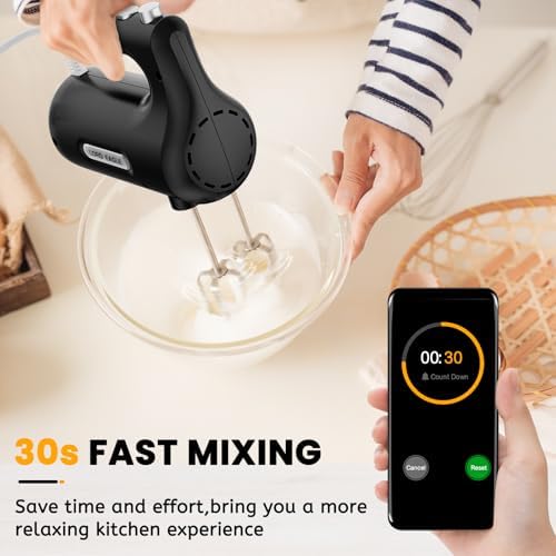 5-Speed Hand Mixer Electric With 4 Mixing Bowls Set