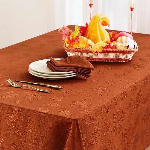 Smiry 60x140 Inch Thanksgiving Jacquard Rectangle Table Cloth for Fall