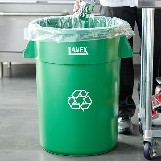 44 Gallon Commercial Recycling Container, Round, Green, NSF Listed, Stackable, 31.5 Inches Height