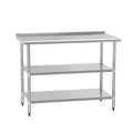 HOCCOT Stainless Steel Table 24" x 48" with 2 Adjustable Undershelves and Backsplash, Commercial Metal Workstations for Kitchen, Garage, Outdoor BBQ