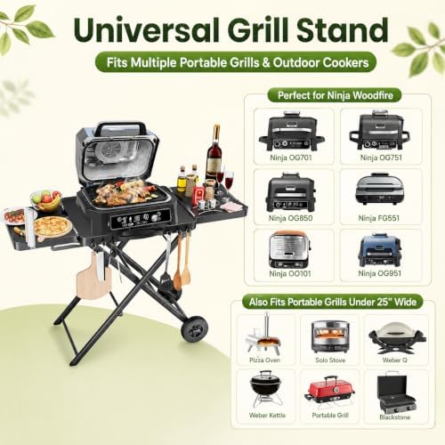 Hisencn 51 Inch Upgraded Grill Table Stand for Ninja Woodfire OG701&Pro XL