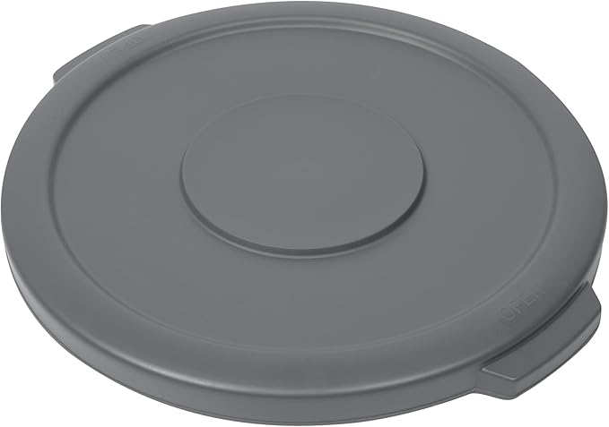 Restaurantware-LID ONLY: RW Clean Waste Container Lid, 1 Round Trash Can Cover - Waste Bin Sold Separately, For 10 Gallon Dustbin, Built-In Handle, Gray Plastic Garbage Can Cover, Heavy-Duty