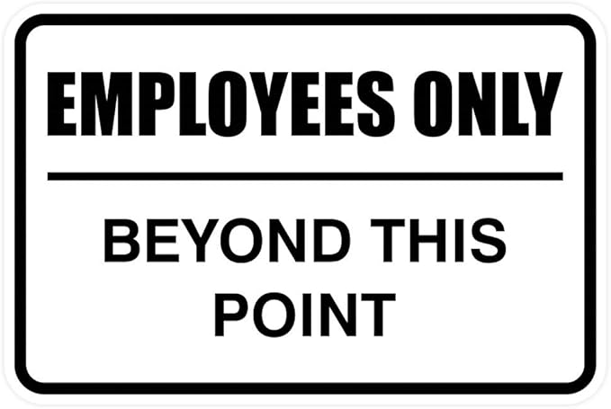 All Quality Classic Framed Employees Only Beyond This Point Wall or Door Sign | Easy to Install Business Signage - Small (White) 1 Pack