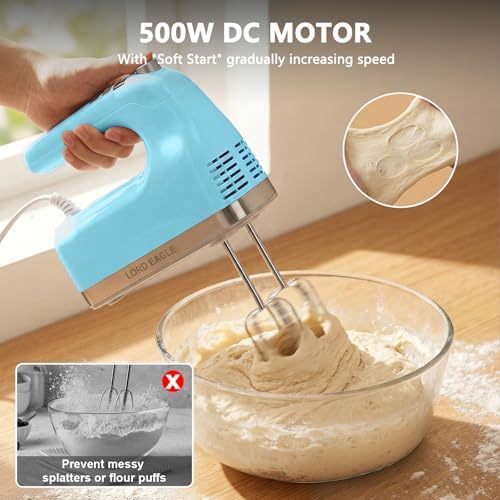 Lord Eagle 9-Speed Digital Hand Mixer Electric Handheld, 500W DC Motor