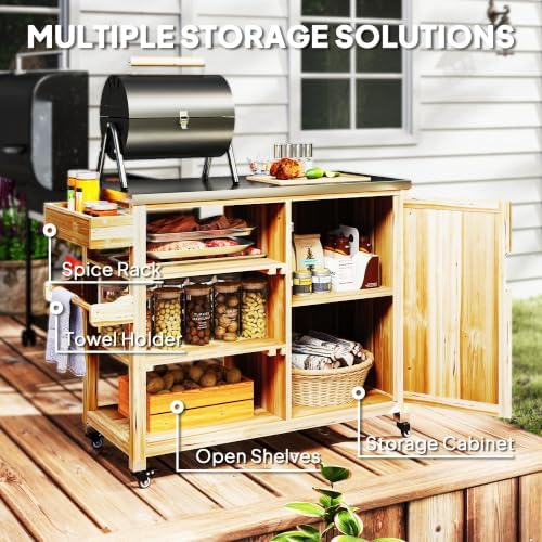 Outsunny Outdoor Grill Cart, Storage Cabinet, Outdoor Kitchen Island