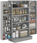 HOMCOM 41" Kitchen Pantry Storage Cabinet 12 Door Shelves Gray