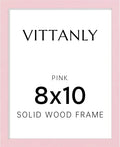 Vittanly 8x10 Picture Frame, Solid Wood Frame with Plexiglass, Includes 5x7 Mat, Wall Hanging or Tabletop for Home Decor, Pale Pink, 1 Pack
