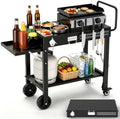 COZEER Portable Grill Table for Blackstone Griddle, Grill Cart with Caddy