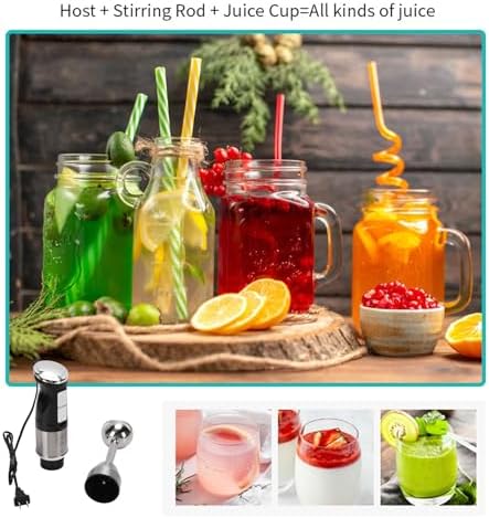 Hand Blender, Immersion Blender with Adjustable Speed, Electric Handheld Portable Stick Mixer, for Effortless Blending Smoothies Shakes Puree Round, 400W
