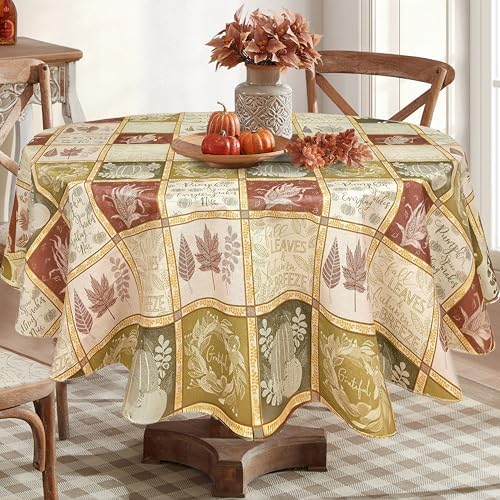 Newbridge Thanksgiving Harvest Breeze 70 Inch Round Vinyl Tablecloth