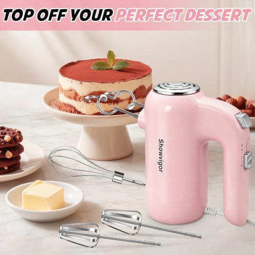 Hand Mixer, 5-Speed Electric Whisk with Turbo Boost Includes 6 Stainless Steel Attachments - Great Stand Mixer Alternative for Baking Cakes, Bread & More