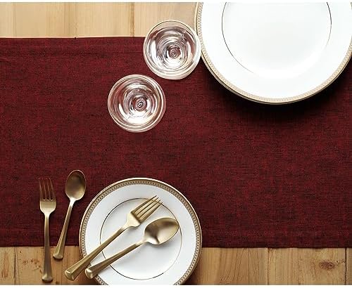 Solino Home 100% Linen Dining Table Runner Red Woven, Athena 14 x 60 in