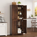 70" Tall Pantry Cabinet, Kitchen Pantry Cabinet with Doors and Adjustable Shelves, Freestanding Cupboard, Tall Storage Cabinet for Bathroom, Dining Room, Living Room, Brown
