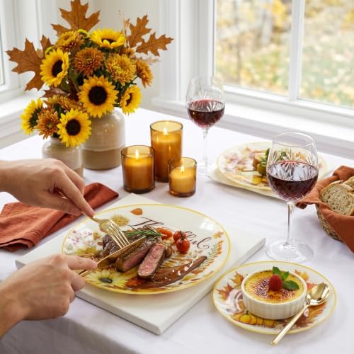 EjonirInjonir 60Pcs Elegant Thanksgiving Plastic Plates For Fall Dinner