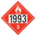 1993 Placard, Class 3 Flammable Liquid 25-pk. - 10.75" x 10.75" Removable Self Adhesive Economy Vinyl for Short-Term Applications, DOT Hazmat Compliant, J. J. Keller & Associates, Inc.