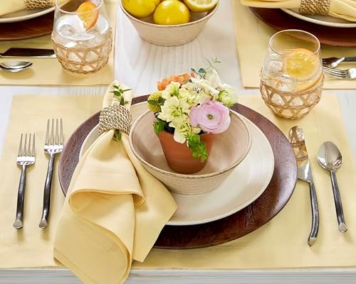 Solino Home 100% Pure Linen Napkins Golden Straw, Fete 20 x 20 in, Set of 4