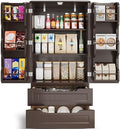 Gizoon 47'' Kitchen Pantry Cabinet with Drawers for Dining Room, Dark Brown