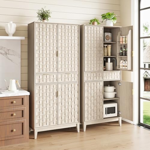 MALOL 71" Tall Pantry Cabinet,Modern Kitchen Cabinet with Doors, Drawers