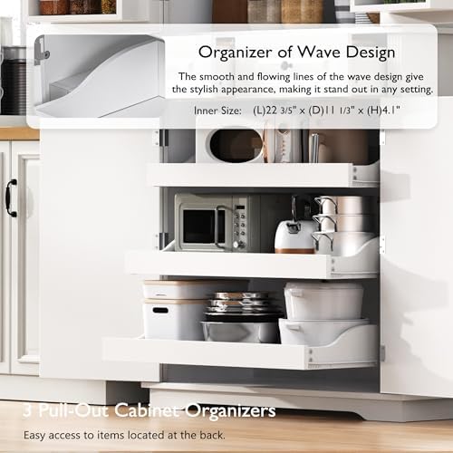 Merax 71" Kitchen Pantry Cabinet with Pull Out Organizers, White