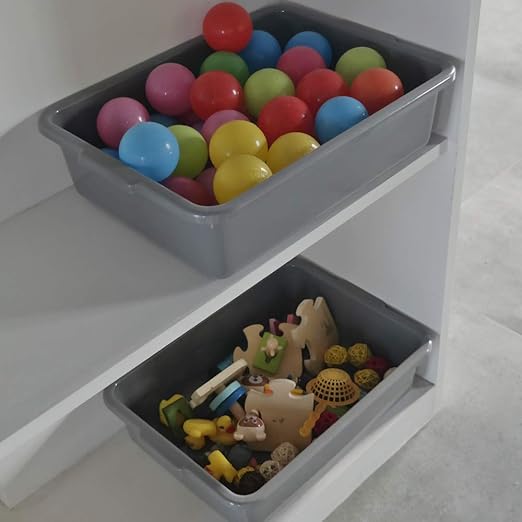 13 L Grey Plastic Tote Box Set of 4, Commercial Bus Box Large Plastic Dish Bin