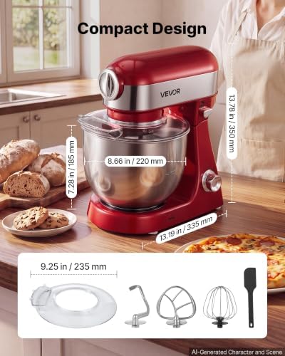 VEVOR 5.3 Qt Tilt Head Stand Mixer 400W Metal Electric Dough Mixer