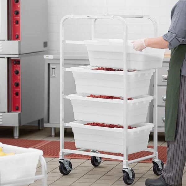 Mobile Aluminum Lug Rack, Silver, 4-Lug Capacity, NSF Listed, 19x26x52.75 Inches, 440 lb Weight Capacity, Freezer Safe, Unassembled