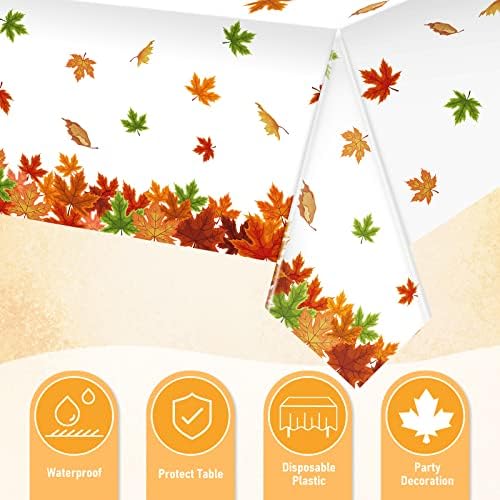 Unittype 3 Pcs Fall Maple Leaf Tablecloth Disposable Plastic