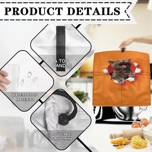Stand Mixer Covers Kitchen Decoration 3D Cat Print Kitchen Aid Mixer Cover Dust Cover with Pockets and Handle Kitchen Accessories Mixer Covers