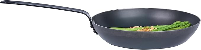 Met Lux 9.5 Inch Fry Pan, 1 Lightweight Frying Pan - Induction-Ready, Triple-Riveted, Black Carbon Steel Cooking Skillet, Durable, For Searing, Sauteing, And Browning Food - Restaurantware