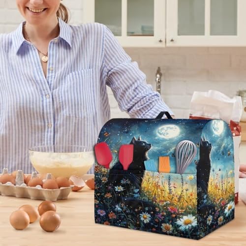 Kitchen Aid Mixer Covers Universal 4.5-5 Quart Stand Mixer Covers Protector Dust Cover, Black, Polyester, Waterproof, Drawstring Closure