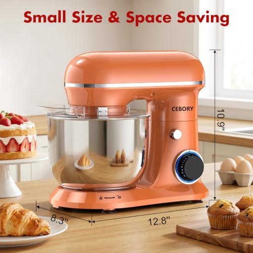 CEBORY Stand Mixer, 4QT 10+P-Speed Electric Kitchen Mixer with Bowl