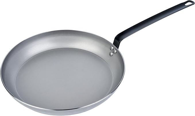 Restaurantware Fry Pan 1 Pack of 11.8 Inches Carbon Steel Non-Stick Searing Pan With Ergonomic Handle Silver For Sauteing and Omelets