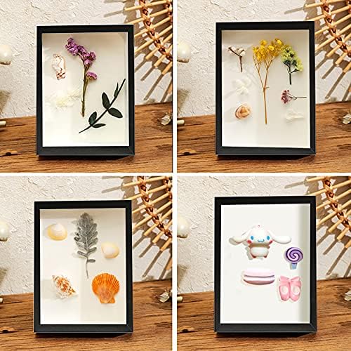5x7 Shadow Box Frame Display Case, Wood with Plexiglass, Display Case Box for Memorabilia, Medal, Crafts,Tickets and Photos, Picture Frame for Wall and Tabletop (Black, 5x7)