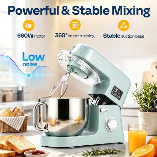 VIVOHOME 9-in-1 Stand Mixer with Fermentation & Timer, 7.5-Quart, Blue
