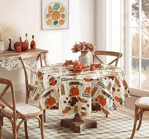 Newbridge Thanksgiving Fall Hayride 70 Inch Round Turkey Vinyl Tablecloth