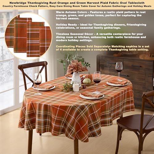Thanksgiving Culloden Plaid 60 x 84 Inch Oval 100% Cotton Tablecloth