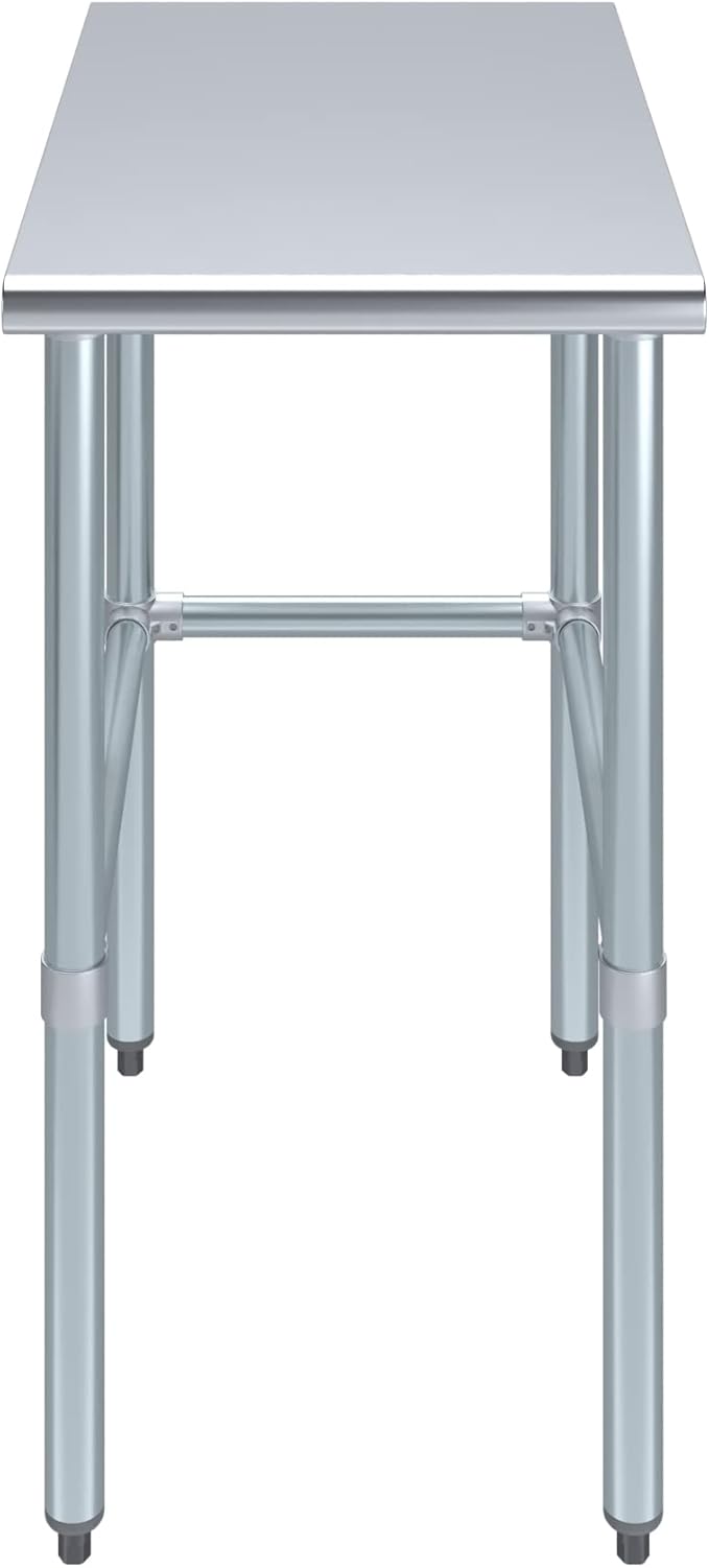 AmGood Stainless Steel Work Table Open Base | NSF Kitchen Island Food Prep | Laundry Garage Utility Bench (18" Long X 30" Deep)