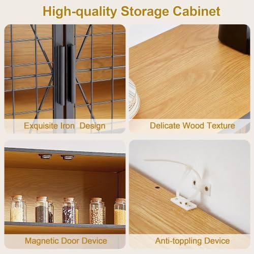 VECELO 72in Tall Kitchen Pantry Cabinet with Doors and Shelves, Large Freestanding Storage Cupboard with Countertop Hutch, Oak