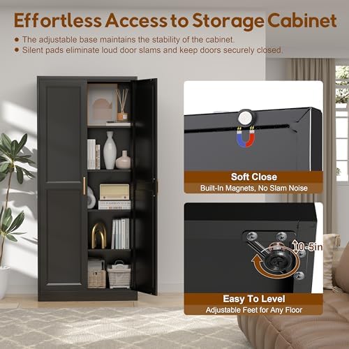UNICOLY 71" Kitchen Pantry Cabinet, Metal Pantry Storage Cabinet with Doors