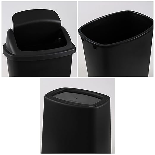 4 Pack Plastic Commercial Trash Can Wastebasket, Garbage Container Bin with Swing Top Lid, 6.6 Gallon/25 Liter