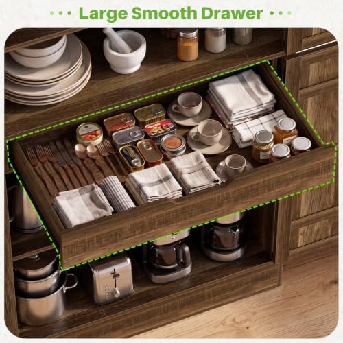 Unikito 71" Tall Kitchen Pantry Cabinet with Adjustable Shelves and Drawer