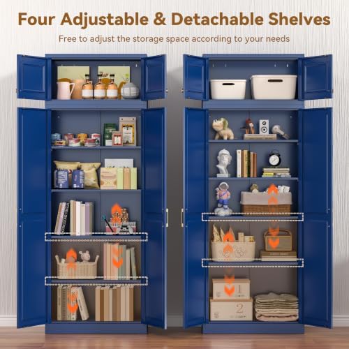 Polup 86" Tall Metal Kitchen Pantry Storage Cabinet with Doors and Shelves