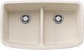 BLANCO 443089 VALEA SILGRANIT 50/50 Double Bowl Undermount Kitchen Sink with Low Divide, 32" X 19" - Soft White