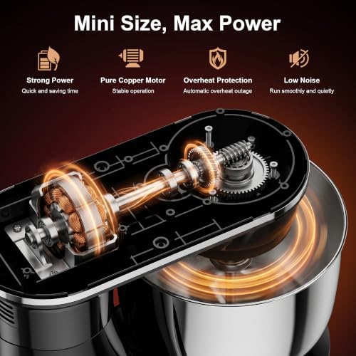 Honinst 4QT Electric Stand Mixer, 10-Speed Tilt-Head Compact Kitchen Mixer