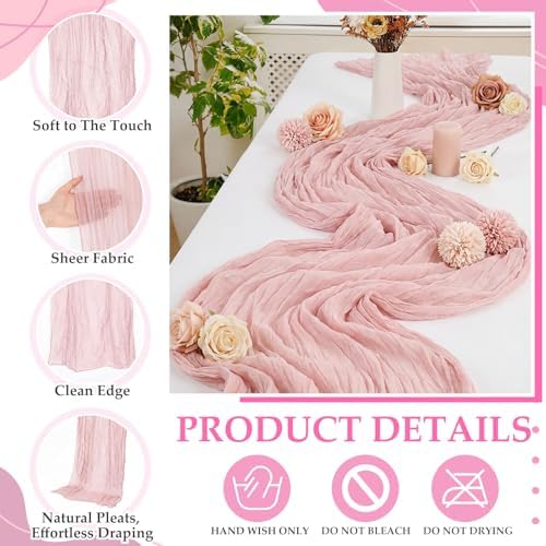 12 Pcs Hot Pink and Orange Cheesecloth Table Runners 118"